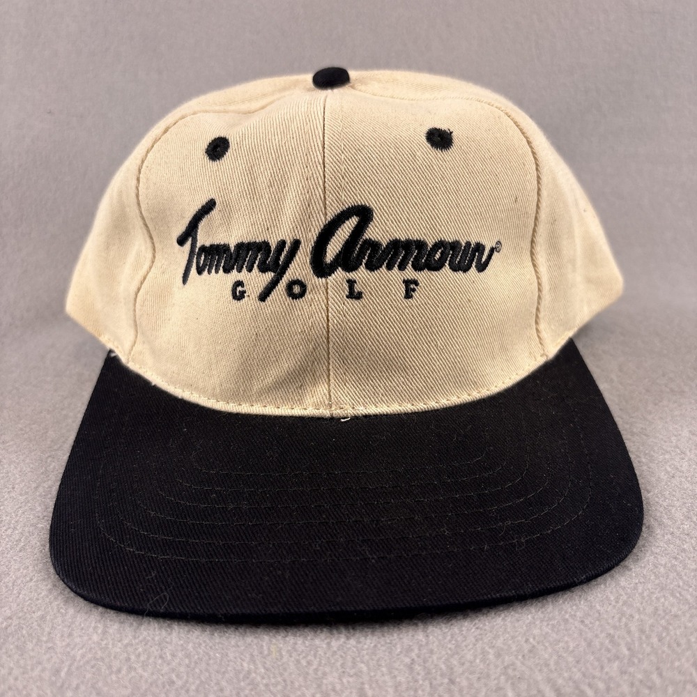 Vintage Tommy Armour Golf Twill Strapback Cap Black Off-White